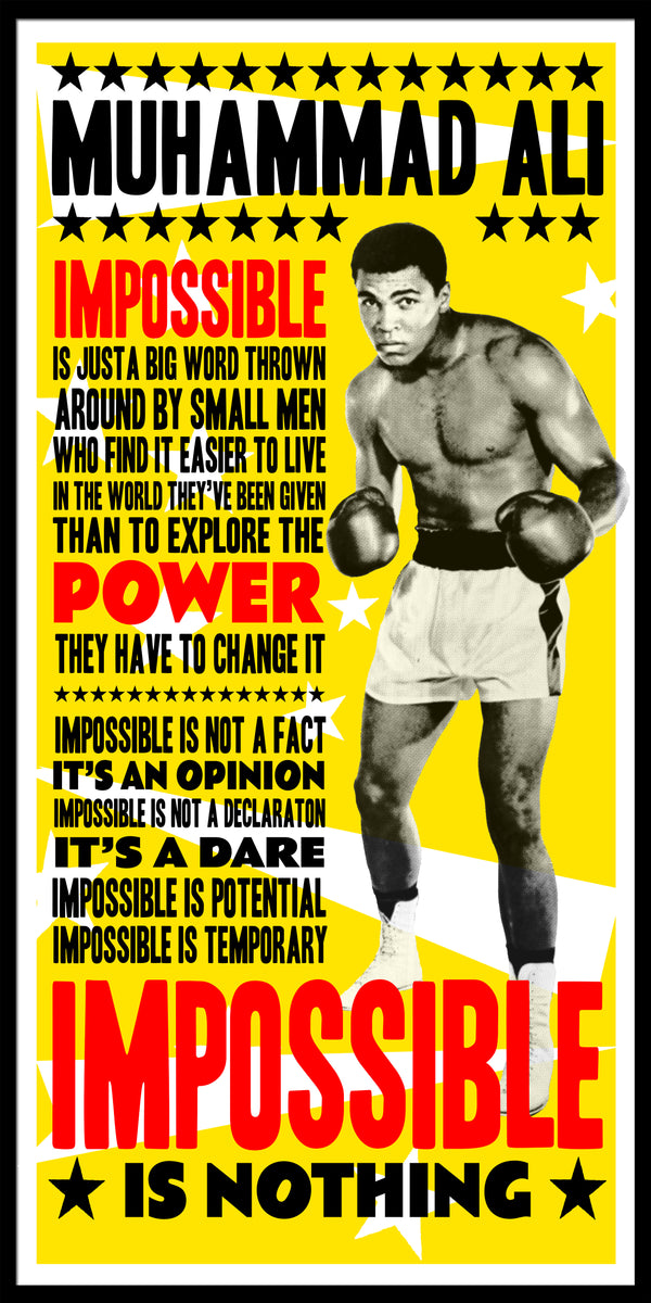 muhammad ali poster, ali quote, cassius clay print, impossible is nothing, 