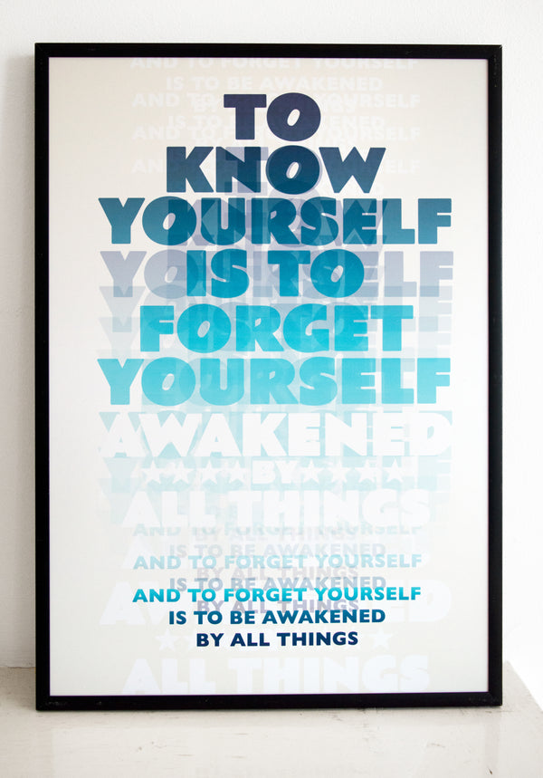 buddhism quote poster, dogan quote posterknow yourself, Dogen, typography, awakening