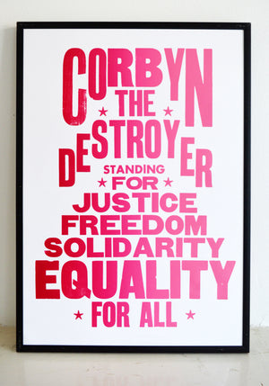 jeremy corbyn, corbyn poster, labour party, leader, left wing, election 2019, corbyn4leader, letterpress poster, art print