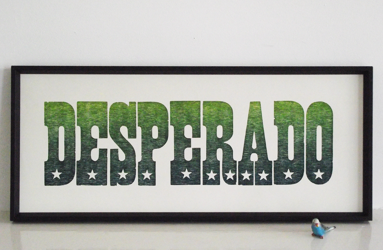 desperado, eagles song, eagles poster, laser cut letters, letterpress, print, stars