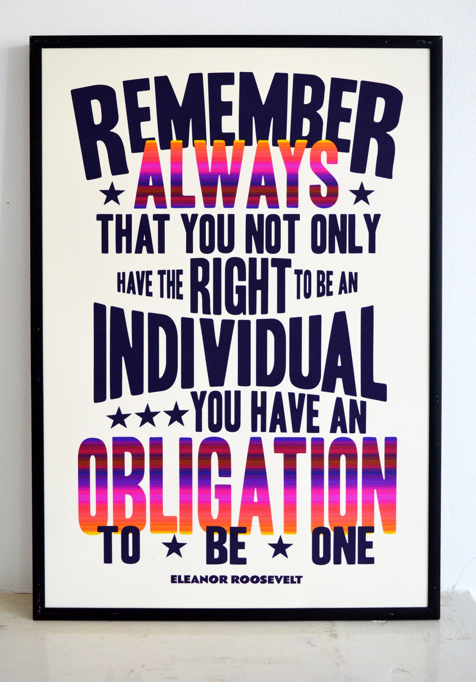eleanor roosevelt quote, individuals, authenticity, typography, printmaking