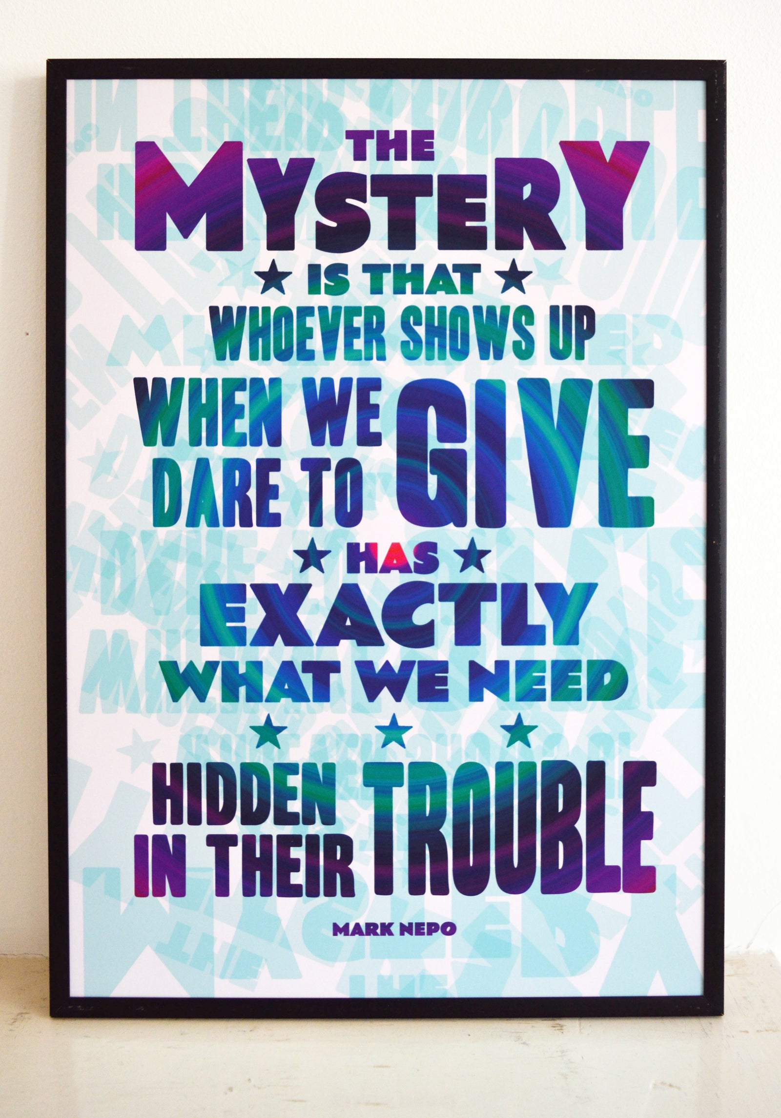 mark repo, mystery, interconnectedness, interdependence, typography