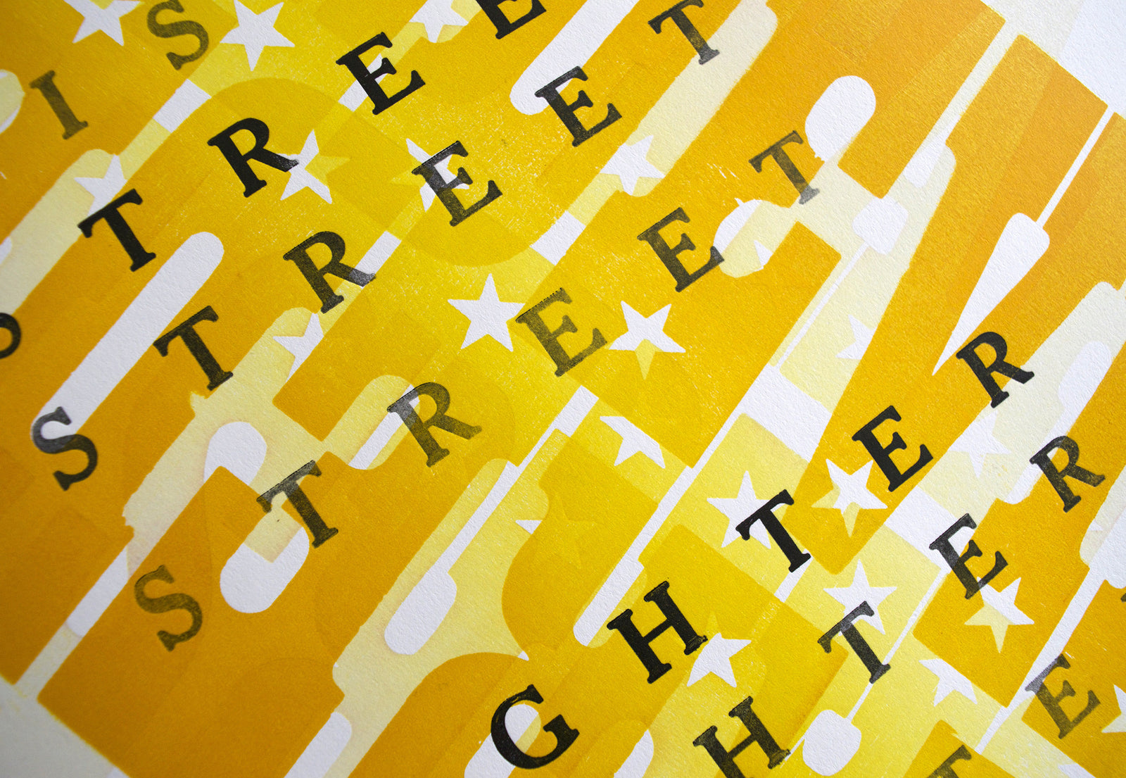 david white quote, street fighter, poetry, daredevil, letterpress, yellow