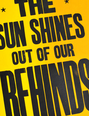 teh sun shines out of our behinds poster, letterpress print, letterpress poster, hastings, typography, type porn