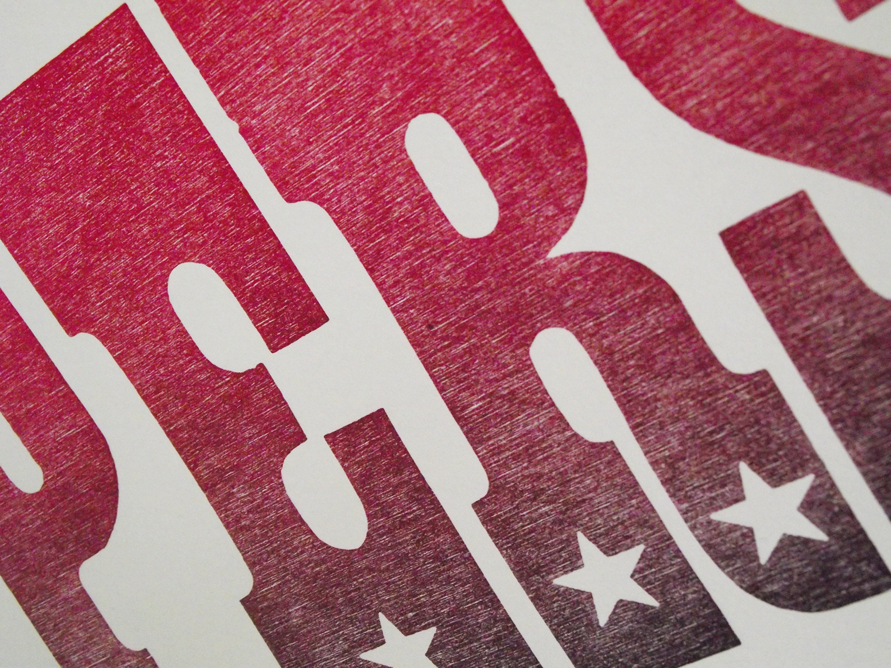 superstar, letterpress print, laser cut, poster, star, red