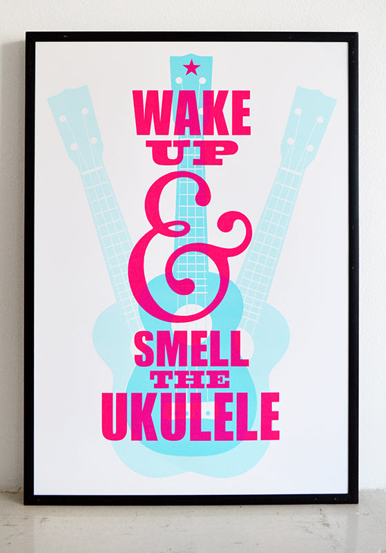 Wake up and smell the ukulele. Inspired by the memory of a birthday long long ago when I woke up to a plate of hot jam tarts & a ukulele.  Signed, dated, open edition A3 giclee print on 220gsm paper.