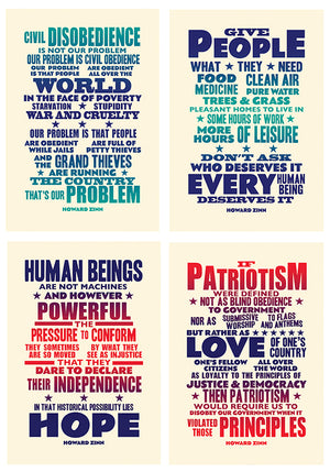Howard Zinn quotes in a postcard format. Send them to your friends and family all over the world...  Sold as a set of 8.   A6 size on 400gsm heavyweight board. 